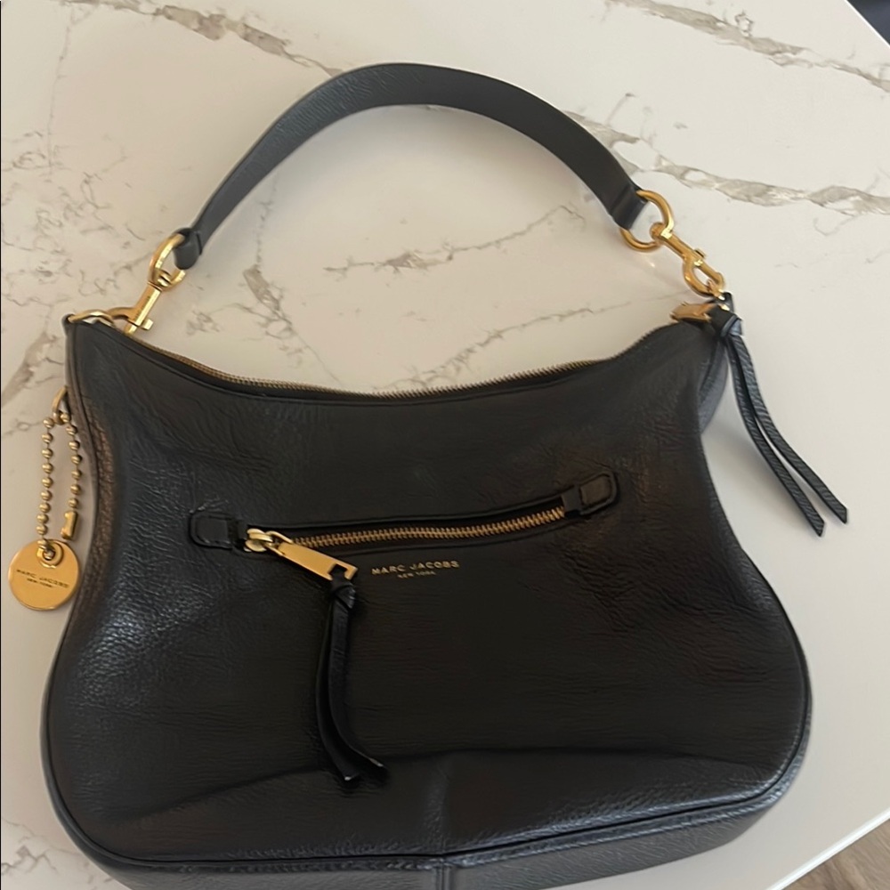 Marc Jacobs Black Hobo Bag with Gold Hardware